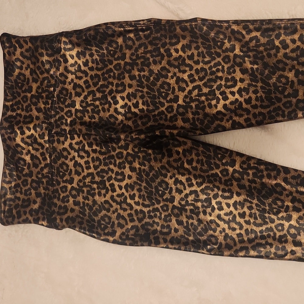 SPANX Gold and Black Leopard Print Leggings - Picture 4 of 5